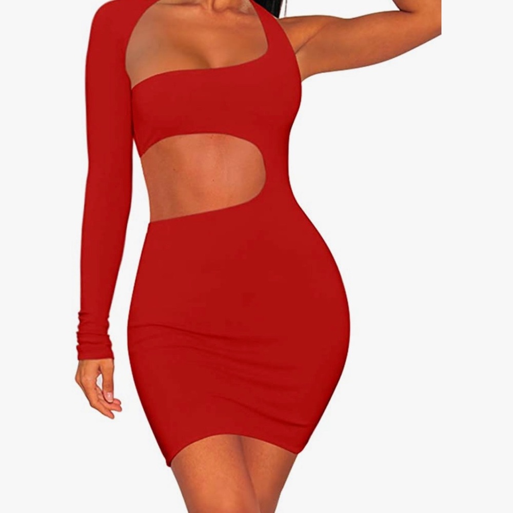 Women's Sexy One Sleeve Cutout Bodycon Club Party Mini